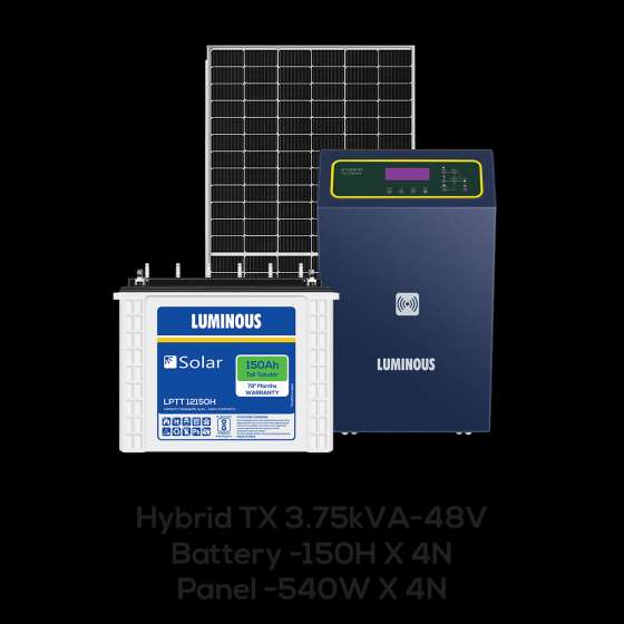 Luminous Solar PCUC + 3.75 KVA/48V+LPTT12150H 150AH Battery(4Nos)+Solar ...